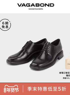 Vagabond ELLIS女士牛皮圆头低跟德比鞋百搭皮鞋2025春夏明星同款