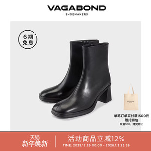 靴高跟靴2025秋冬新品 Vagabond JANINE女士牛皮圆头高跟短靴时装
