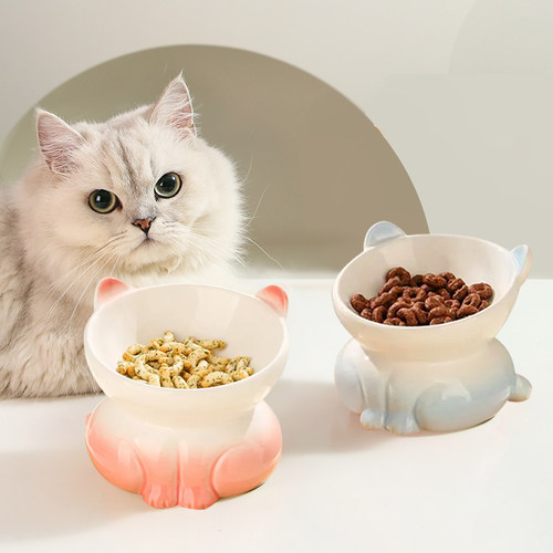 猫碗陶瓷宠物碗保护颈椎