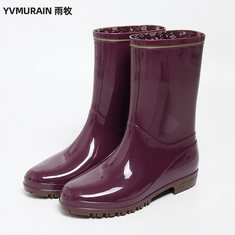 雨牧日式成人雨鞋女中筒雨靴时尚水鞋防滑防水套鞋耐磨水靴轻便胶