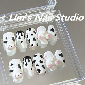 手工穿戴甲帕恰狗牛乳茶爱心美甲水滴童趣呆萌学生可用假指甲