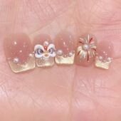 纯手工儿童穿戴甲女童美甲新年烟花醒狮显白年味氛围感ins美甲手