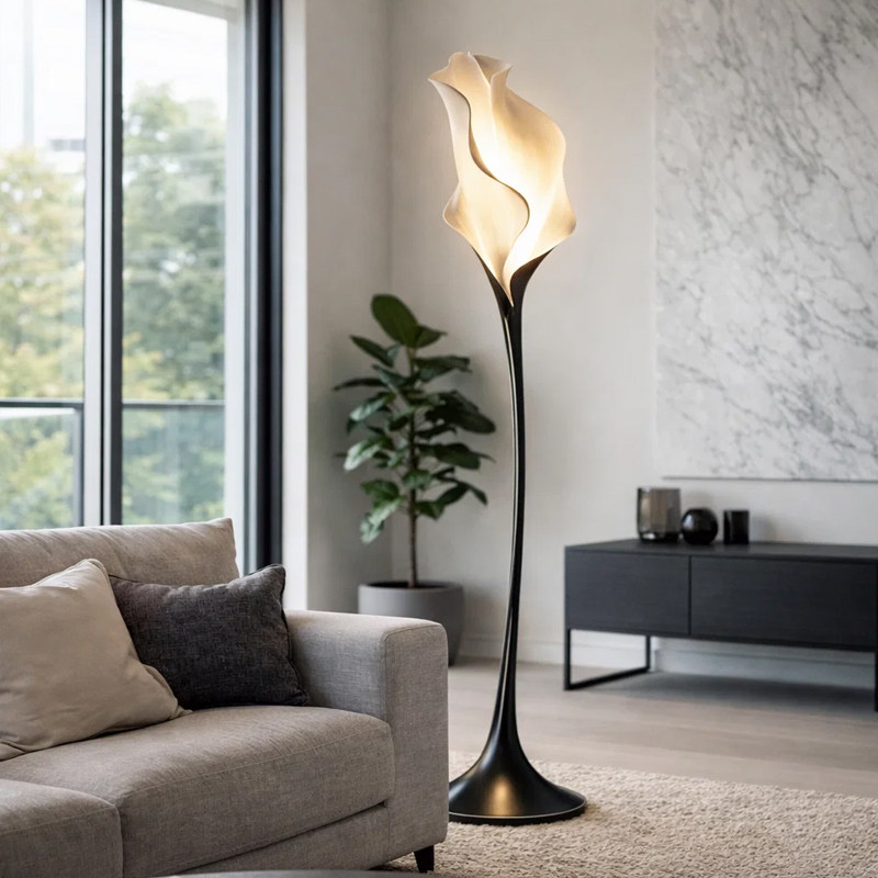 赫本Petal Glow马蹄莲复古落地灯高级客厅设计师氛围落地灯