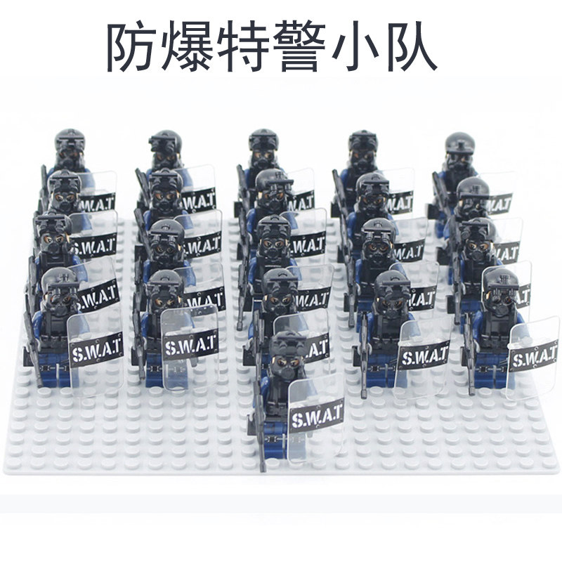 特种兵人仔军事积木系列警察吃鸡二战小兵人武器男孩拼装益智玩具