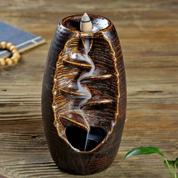 速发Ceramic Waterfall Backflow Incense Burner Censer Holder