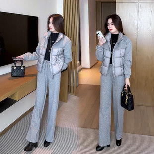 职业休闲套装冬装2026年新款时尚洋气质显瘦加棉加厚女装两件套裤