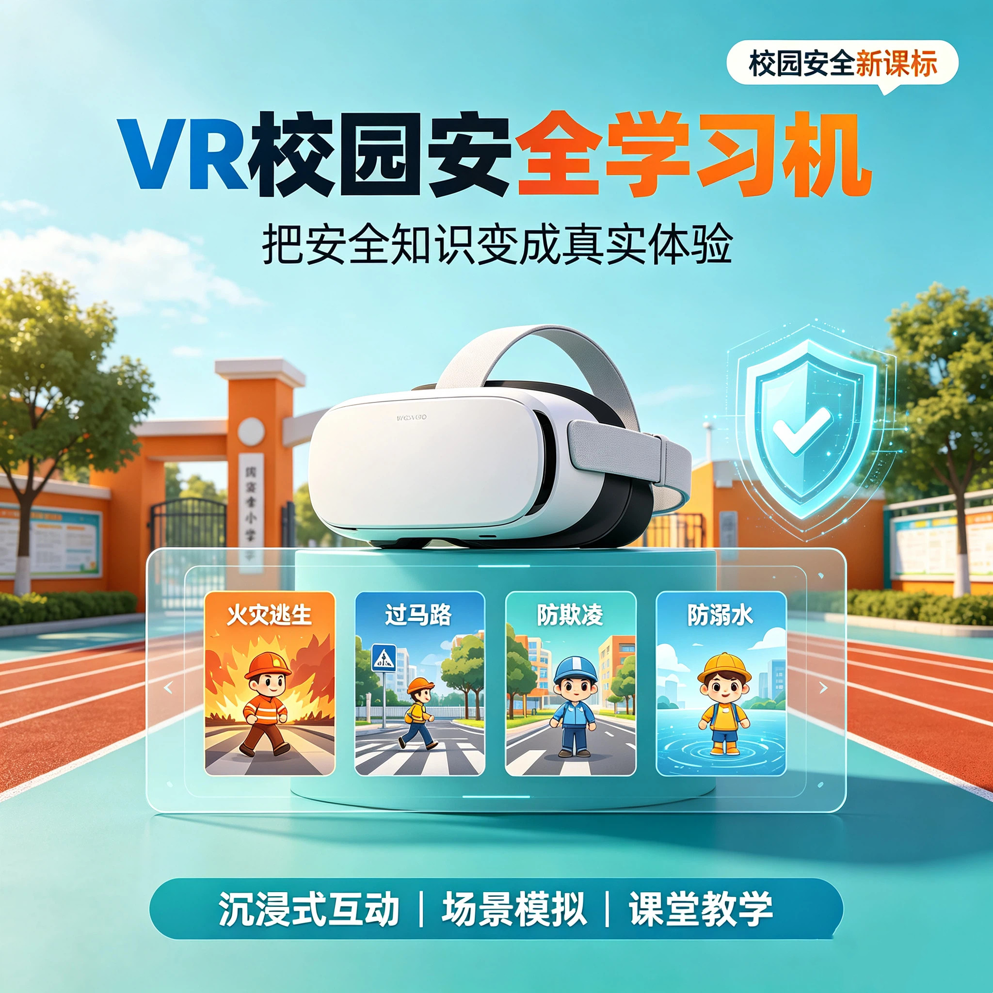 vr校园安全科普一体机防溺水模拟图片