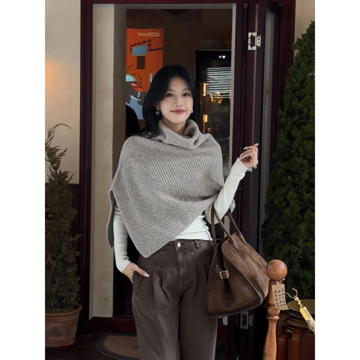 IAMJ“秋冬毛衣披肩”杏