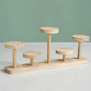 实木置物架手办日系道具展示架首饰耳饰戒指架玩偶拍摄阶梯式木架