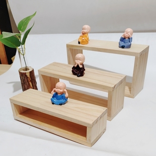实木双层长方形收纳架桌面首饰摆件阶梯展示架置物架手办展示架