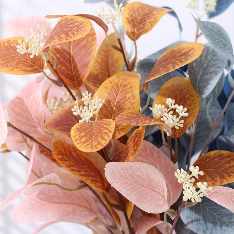 仿真花假花彩色尤加利叶子桉树植物装饰花瓶插花家居客厅餐桌摆设