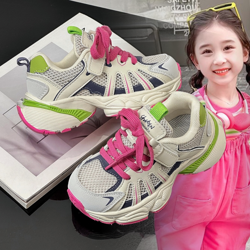 女童网鞋2026年春夏新款透气网面运动鞋女童双网鞋子儿童老爹鞋潮