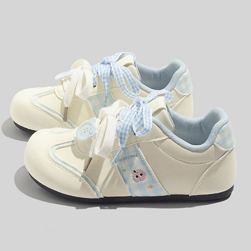 女童多巴胺甜美女生小众休闲板鞋2026新款卡通可爱平底百搭德训鞋