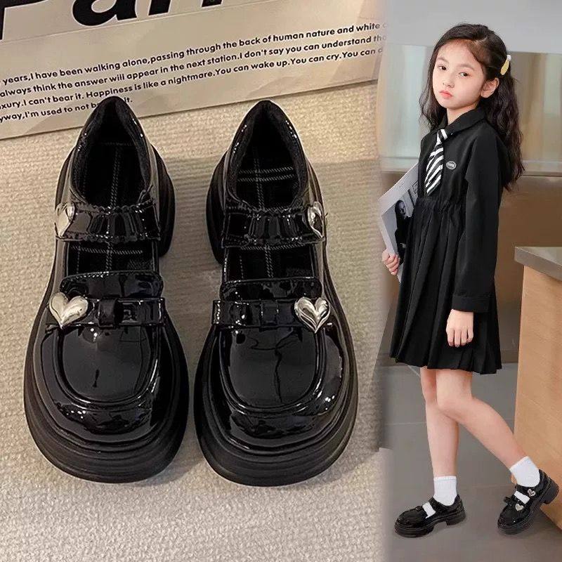 女童小皮鞋2025新款春秋软底黑色公主鞋演出中大童乐福鞋儿童鞋子