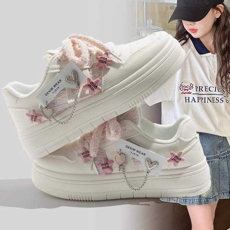 女童小白鞋2026年春秋新款儿童运动鞋中大童女孩潮牌厚底增高板鞋