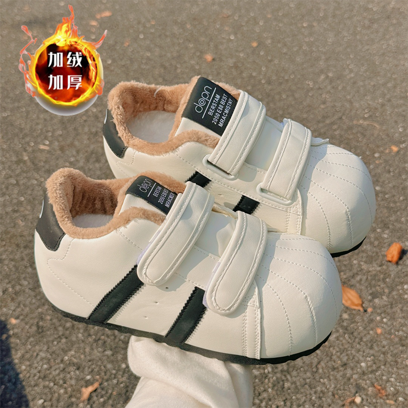 便利魔术贴丑萌加绒德训鞋2026冬季新款女孩百搭休闲运动小白鞋潮,童鞋/婴儿鞋/亲子鞋,棉鞋,淘宝优惠券,粉丝福利购,淘宝优惠卷