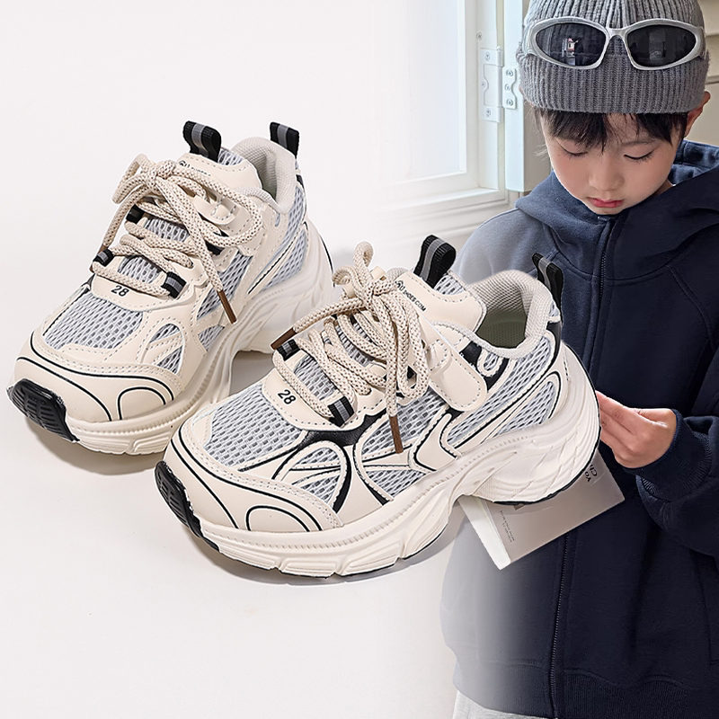 男童时尚潮酷网面透气厚底老爹鞋中大童2026春秋新款户外跑步童鞋