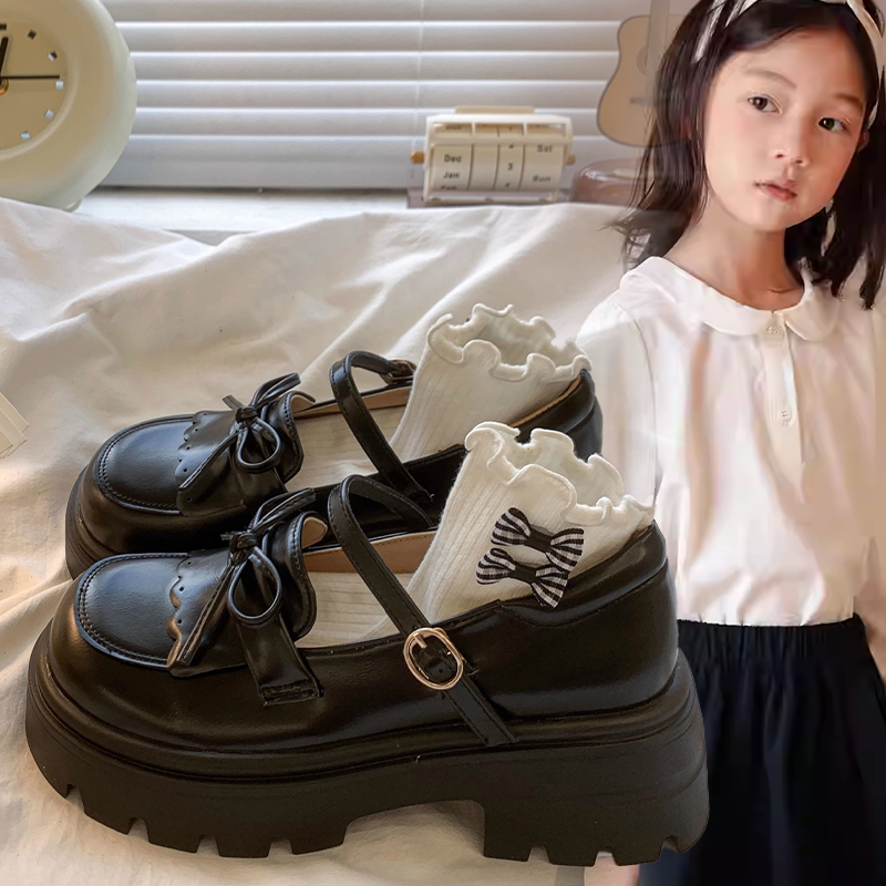 女童2026春秋新款女孩日常表演学院风小皮鞋中大童潮款洋气童鞋女