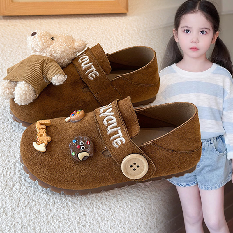 儿童小熊韩版勃肯鞋2026春夏新款女童丑萌卡通休闲鞋时尚软底板鞋