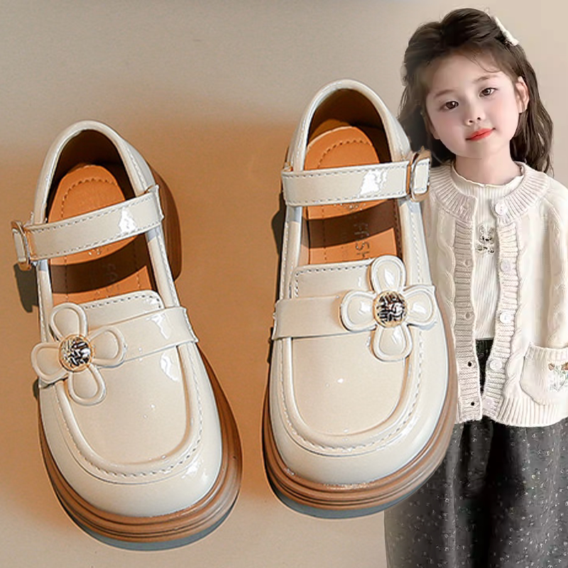 女童韩版公主风春秋新款小皮鞋2026小童宝宝魔术贴百搭舒适皮鞋女