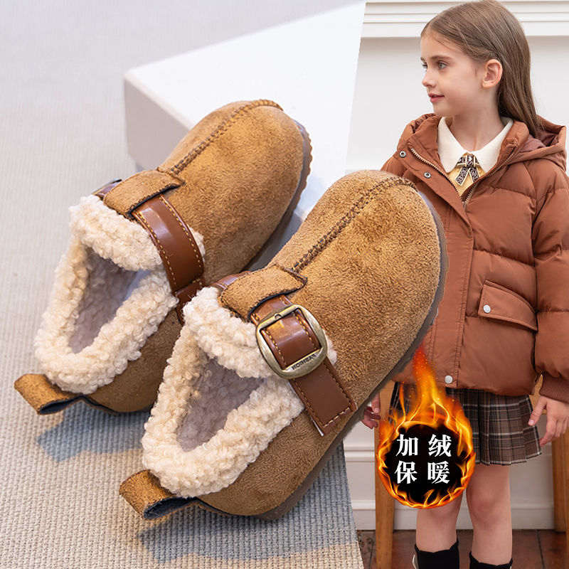 2025秋冬新款时尚洋气女宝宝百搭软底勃肯鞋加绒舒适保暖棉鞋爆款