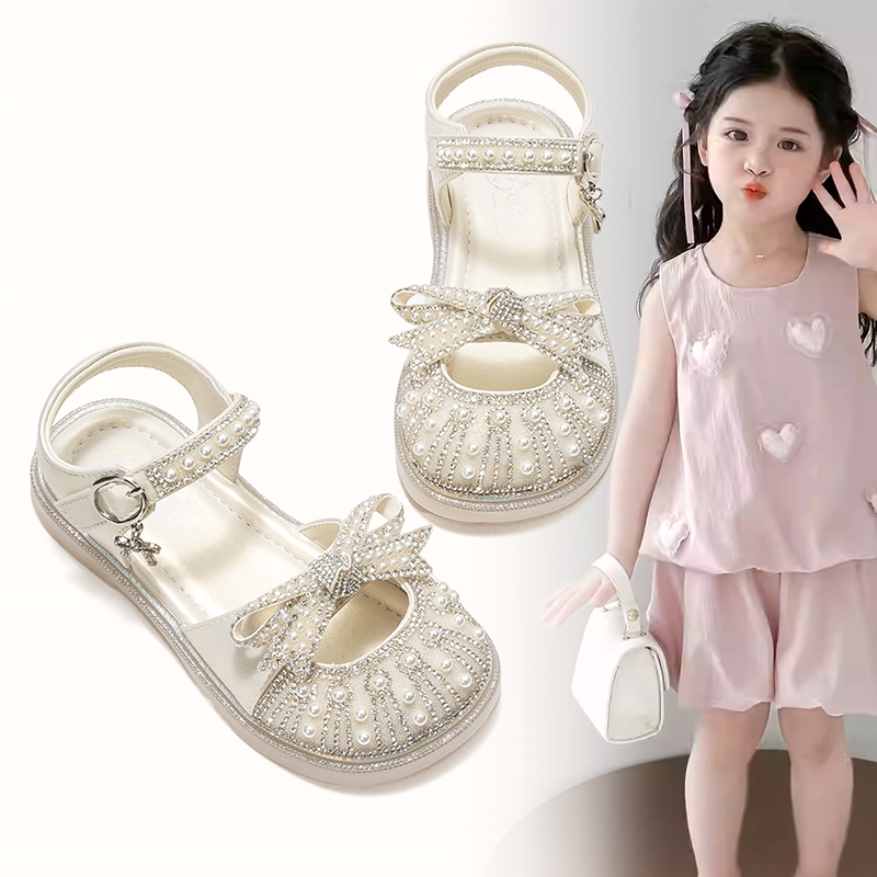 女童时尚2026春夏潮款露趾平底鞋女孩日常百搭软底轻便时装凉鞋潮