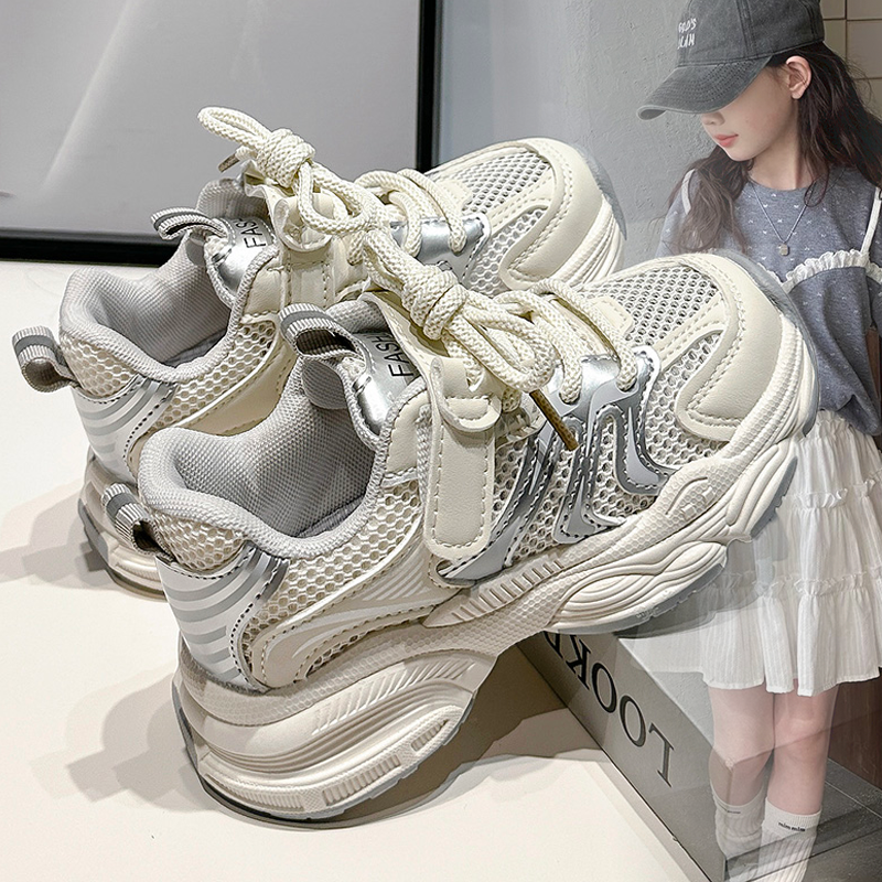 女童运动鞋夏季2025新款女孩老爹鞋儿童鞋子单网透气跑步鞋子女孩