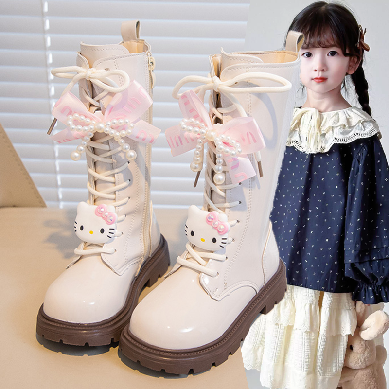 可爱卡通kt猫皮靴2026秋冬新款儿童高筒马丁靴洋气皮靴公主长筒靴,童鞋/婴儿鞋/亲子鞋,皮靴,淘宝优惠券,粉丝福利购,淘宝优惠卷