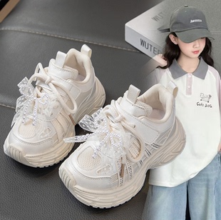 耐脏女童鞋夏季2026新款儿童单网面老爹鞋爆款软底女孩透气运动鞋