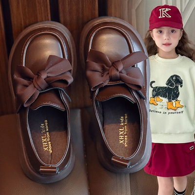 女童幼儿园蝴蝶结百搭休闲鞋2026春秋新款宝宝软底耐磨公主鞋皮鞋