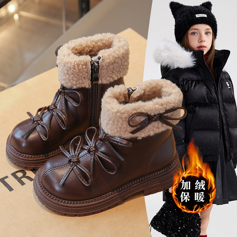 时尚公主短靴2026冬季新款儿童保暖毛毛靴时尚女童洋气百搭雪地靴,童鞋/婴儿鞋/亲子鞋,棉靴,淘宝优惠券,粉丝福利购,淘宝优惠卷