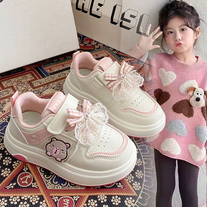 女童卡通轻便小白鞋2026春秋爆款中大童厚底增高运动鞋减震休闲鞋