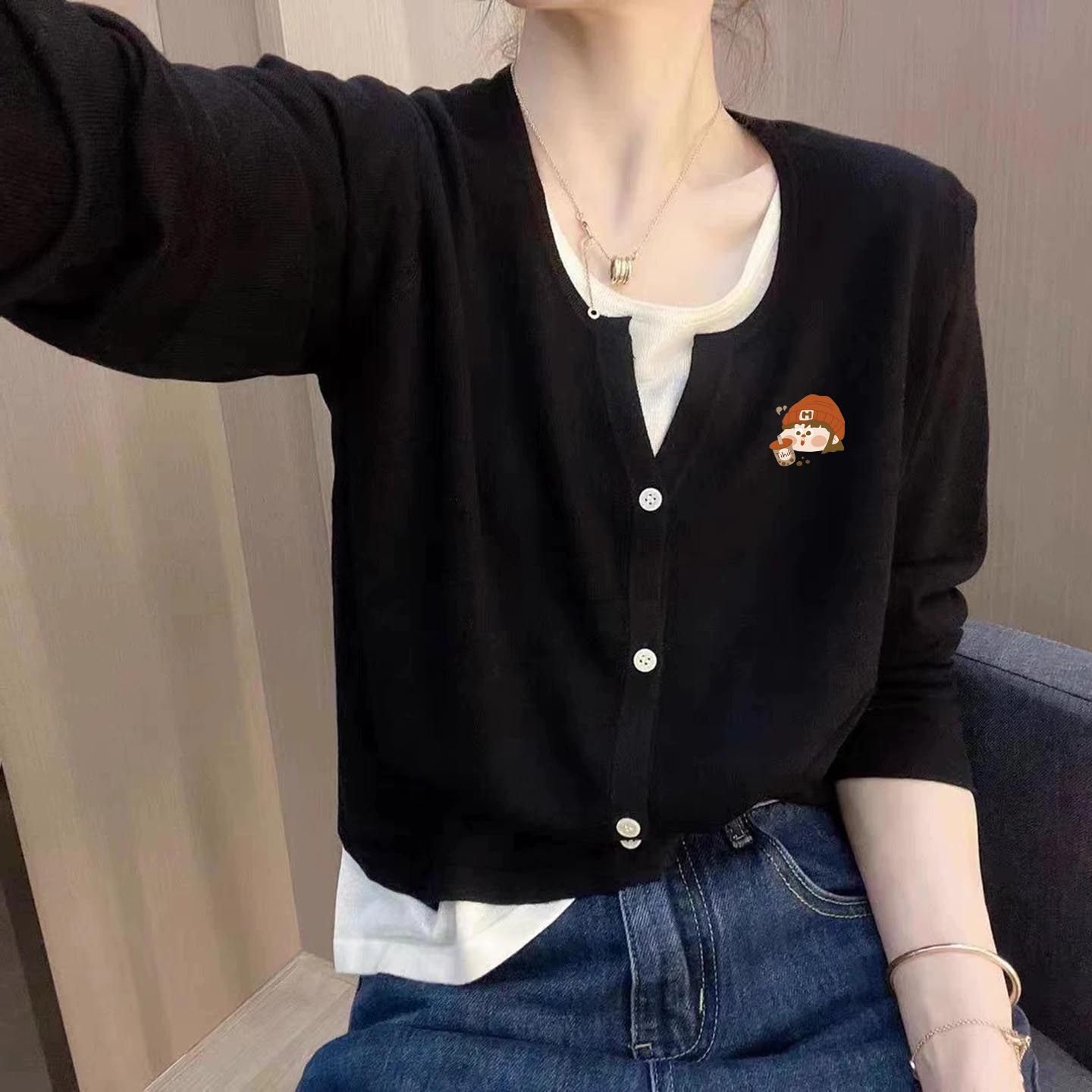 小众纯棉假两件正肩减龄长袖t恤女春季2026新款百搭外穿显瘦上衣,女装/女士精品,T恤,淘宝优惠券,粉丝福利购,淘宝优惠卷