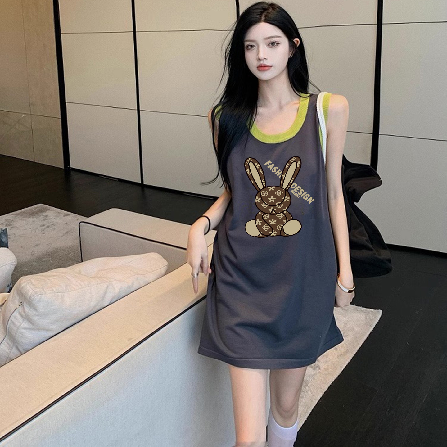 中长款纯棉无袖背心女外穿上衣服