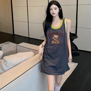 中长款 运动外穿篮球服宽松百搭上衣 纯棉无袖 吊带背心t恤女夏新款