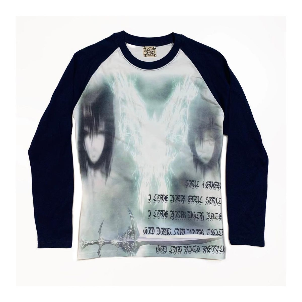 番茄小诗 硬核emo摇滚朋克乐队穿搭PUNK街头滑板秋冬插肩长袖T恤