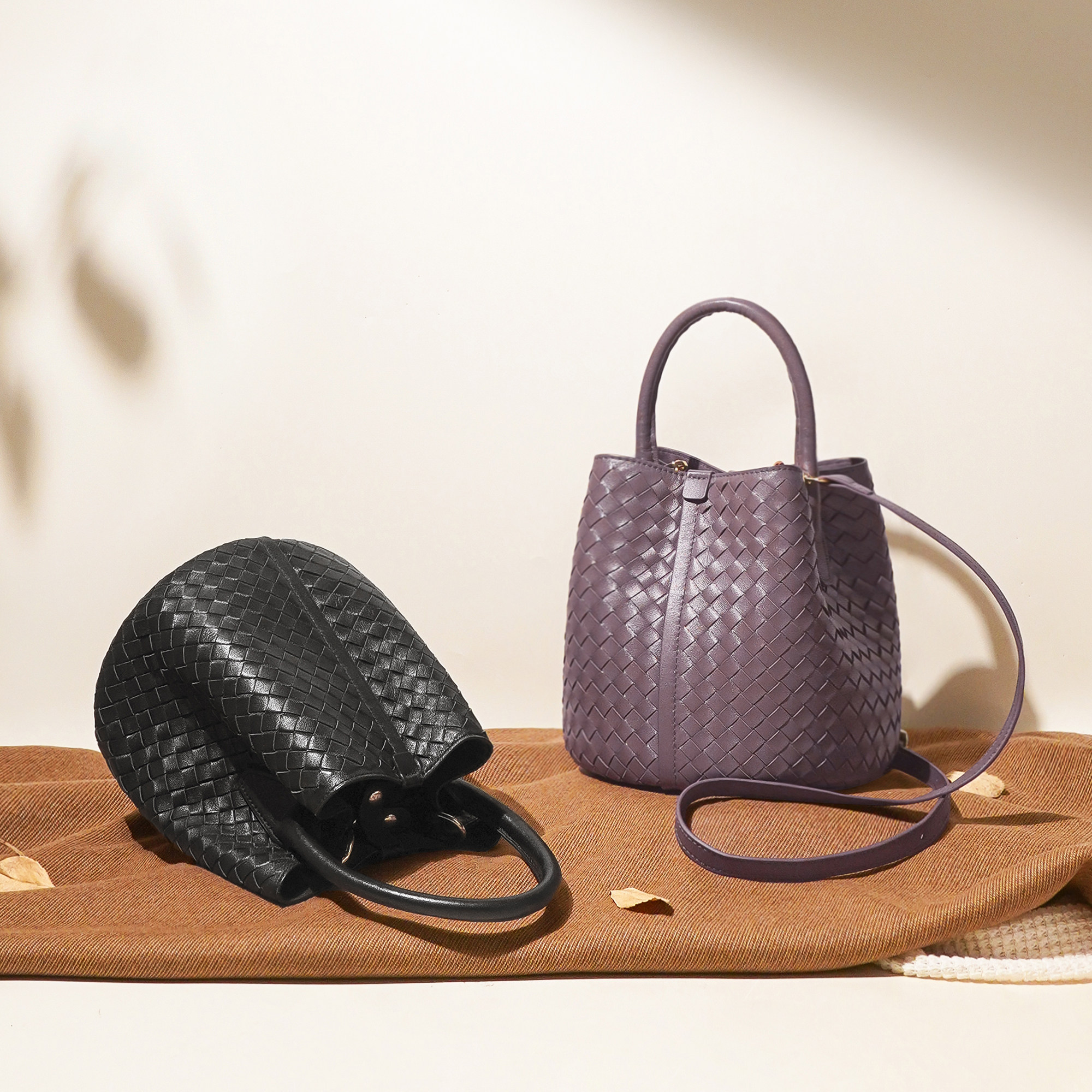 羊皮手工编织水桶包爆款包包女真皮高级时尚百搭单肩手提斜跨背包,箱包皮具/热销女包/男包,水桶包,淘宝优惠券,粉丝福利购,淘宝优惠卷