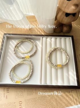 Dreamer原创新品“一树一菩提”星月双圈和田玉蜜蜡气质个性手链