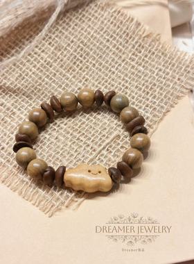 Dreamer饰品原创设计手串檀木小云朵小众高级复古趣味文玩手串咖