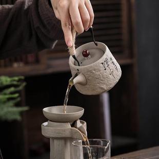 围炉煮茶茶壶陶瓷粗陶提梁壶家用复古日式 功夫茶具防烫泡茶壶配件