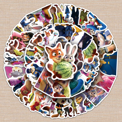 100张疯狂动物城热门卡通动画创意周边贴纸笔记本冰箱吉他DIY贴纸