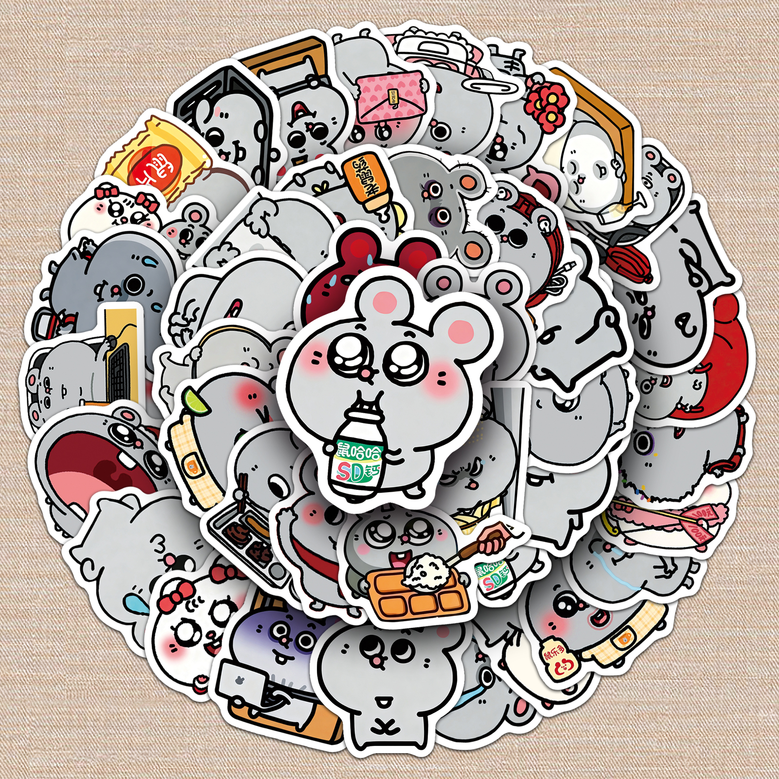100张美叽和大鼠卡通趣味装饰个性贴纸笔记本充电宝水杯DIY贴纸