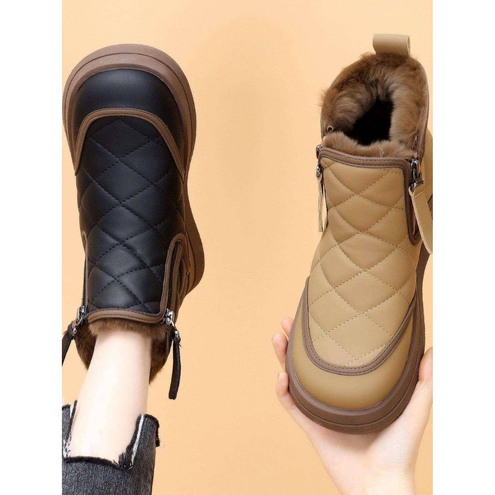 东北抗寒保暖雪地靴女款冬季防滑软底短靴皮毛一体加绒加厚大棉鞋