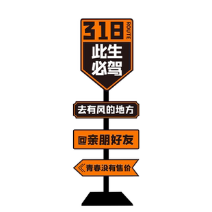 此生必驾318网红路牌景区导向牌指路牌打卡点指示牌拍照区指示牌立牌路标拍照创意支架装饰宣传户外摆摊定制