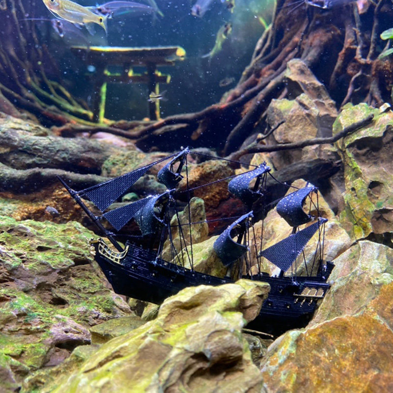 极速加勒比海盗船模型n 小型黑珍珠号欧式帆船 鱼缸造景摆件 汽车