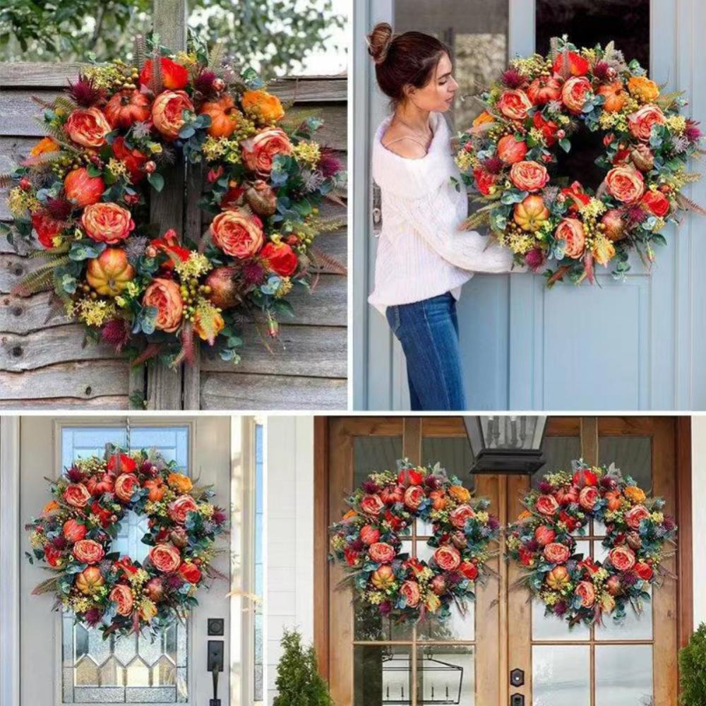 极速Fall Peony And Pumpkin Wreath YearI Round Wreath Simulat