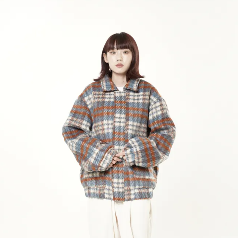 BEAUTIFUL CONFESSION毛呢格子外套女士2025新款秋冬季高街潮牌青