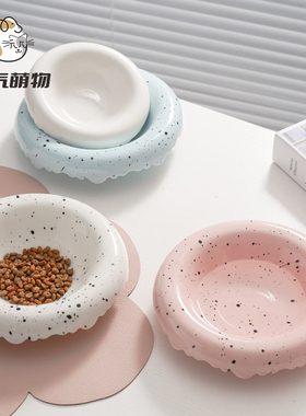 元气猫碗陶瓷ins猫咪大口径狗碗护颈防打翻狗食盆防黑下巴宠物碗