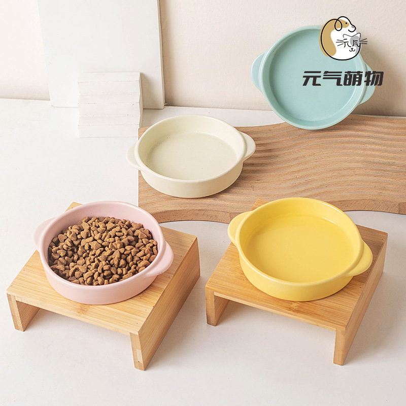 韩国bd同款双耳宠物碗防打翻猫碗防黑下巴宠物碗狗碗宠物用品食盆