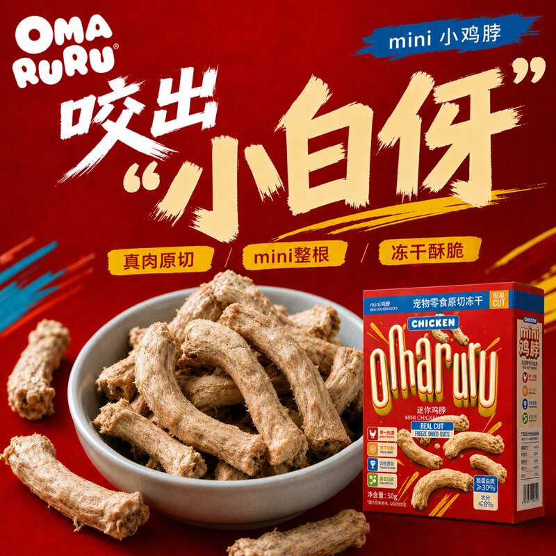 OMARURU宠物鸡脖冻干90g*3拍3件 49元 - 86线报